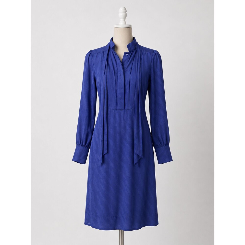 Women's Banana Republic Purple Silk Long Sleeve Shift Dress Tie Neck Size S
